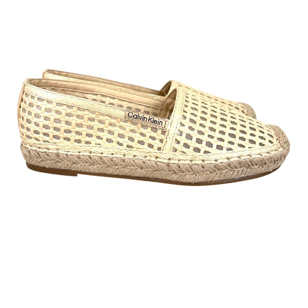 Calvin Klein Presley Woven Slip On Espadrille Loafers Womens 7 Cream NEW